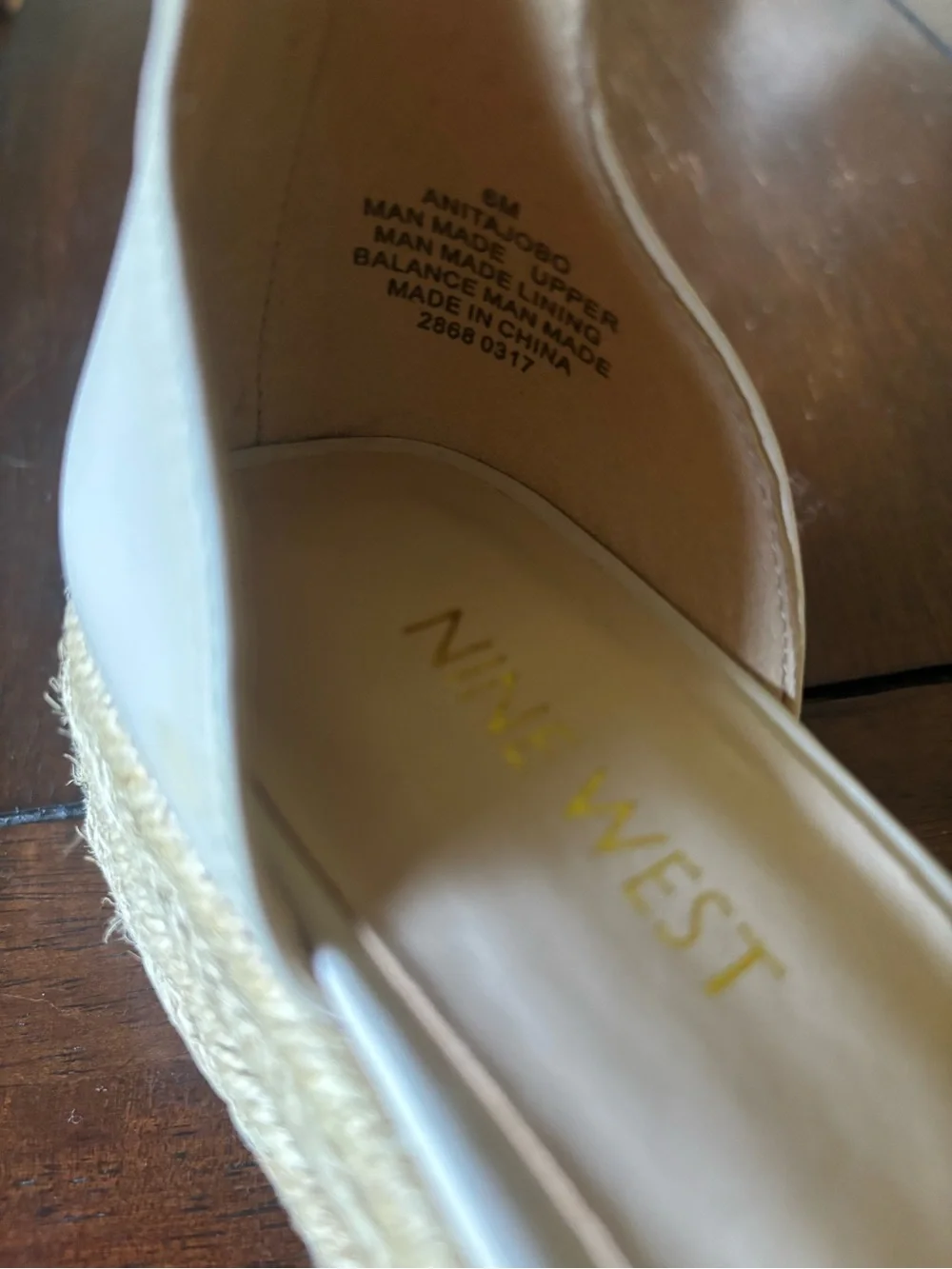 Nine West Neutral Cream Espadrille Wedge Sandals with Ankle Strap. Brand new in
